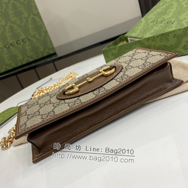 Gucci專櫃古馳最新款Horsebit 1955系列鏈條錢包 jh1974型號：621892